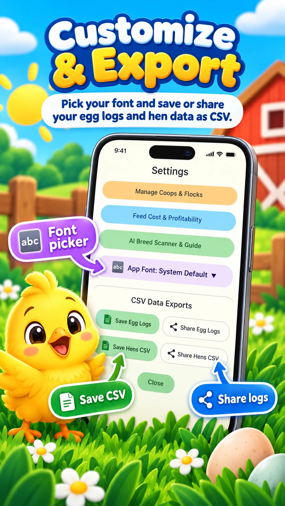 Eggsy font picker and CSV export tools