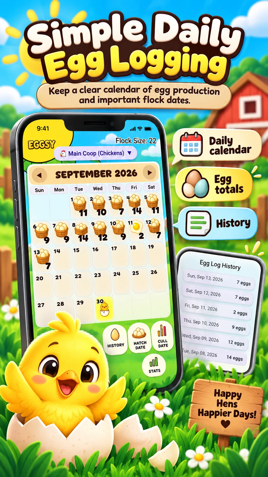 Eggsy simple daily egg logging calendar