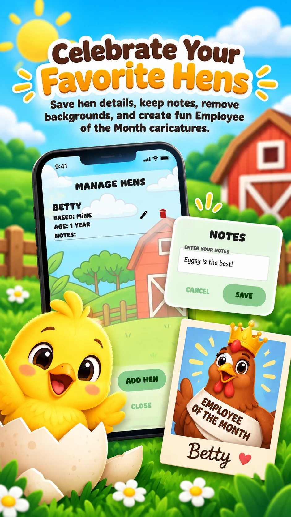 Eggsy hen profiles and Employee of the Month