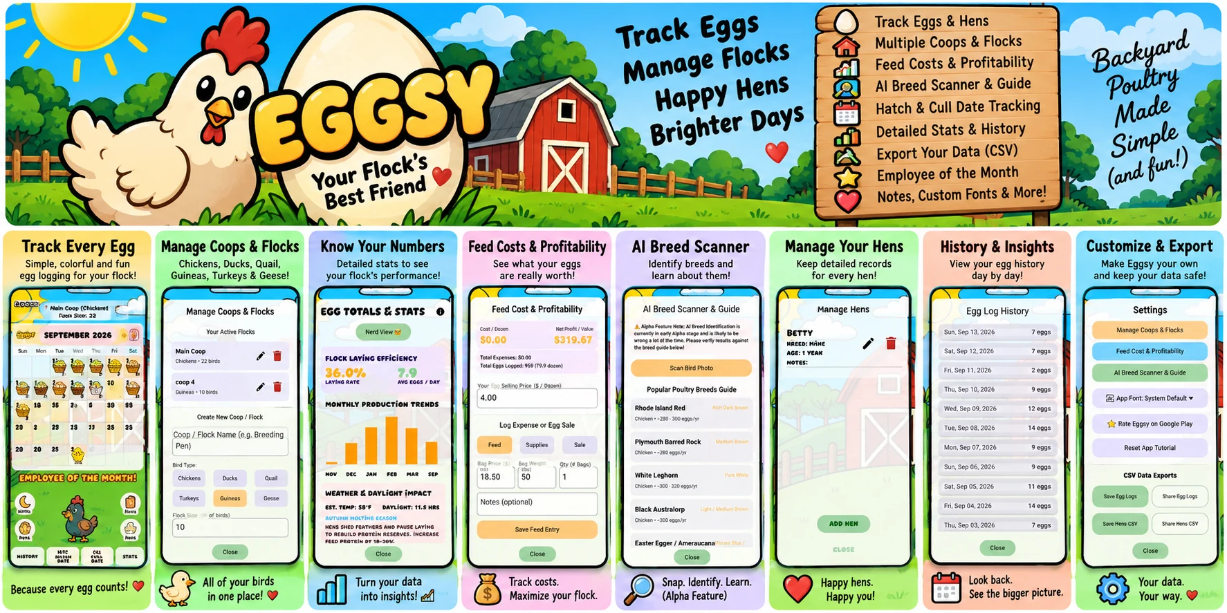 Overview of Eggsy features and app screens