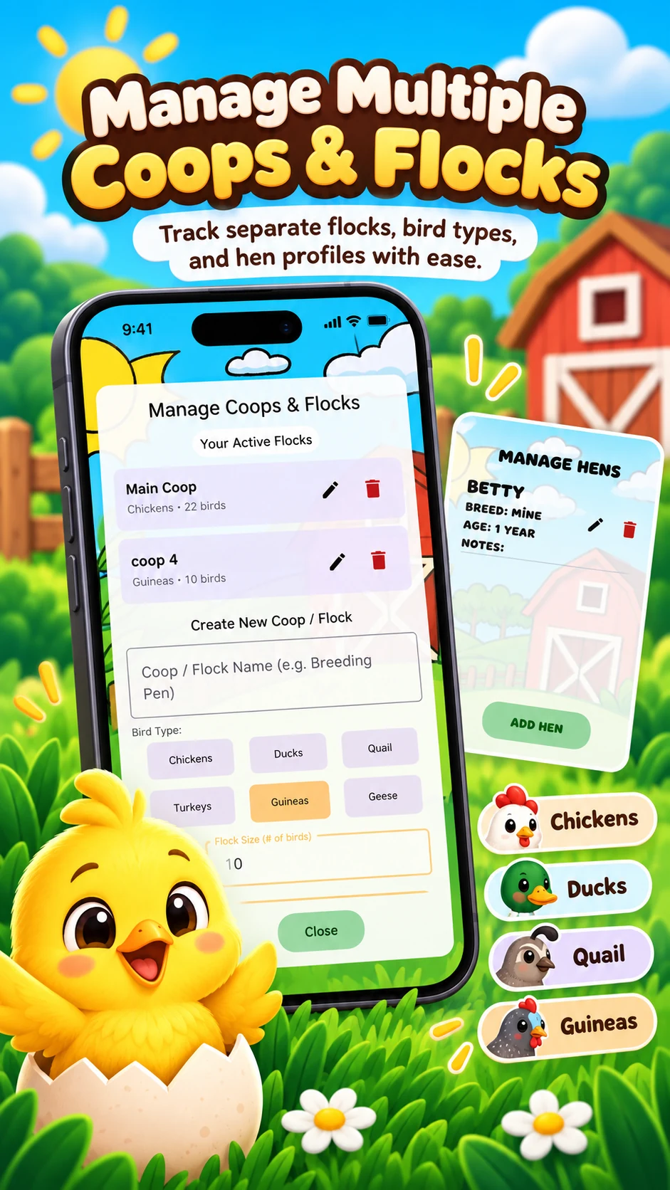 Eggsy multiple coop and flock management
